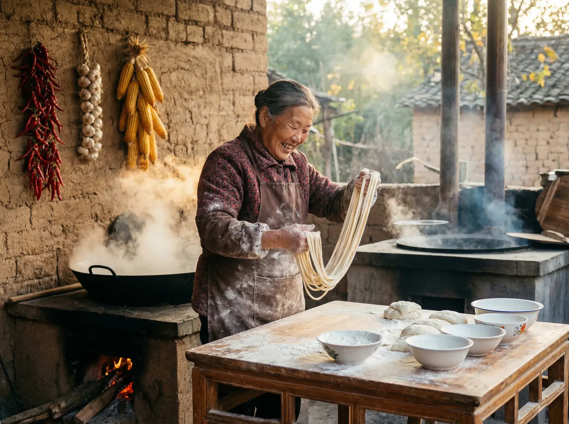 农家大嫂手擀面 - 把胸露出来给人揉玩视频 乡村美食